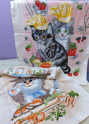 Набор махровых полотенец. котики 40×60