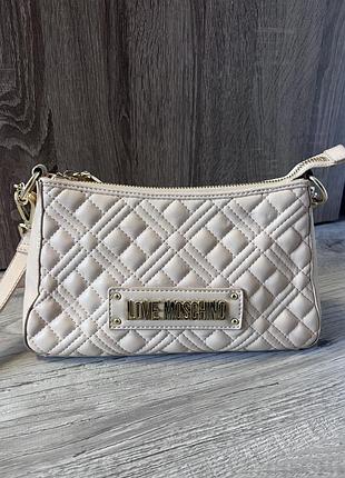 Сумка жіноча love moschino quilted nude бежева оригінал