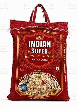 Рис басмати indian super extra long пропаренный длиннозернистый 5 кг, индия
