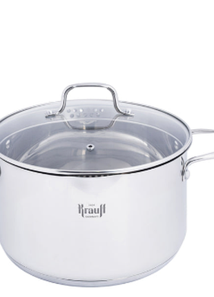 Каструля 5.8 л зі сталі для індукції й газу krauff prime chef каструля з кришкою для зливу з товстим дном для дому