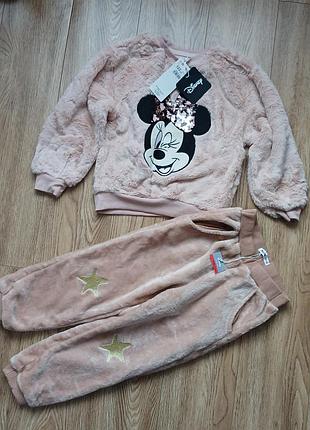 Теплий плюшевий набір sinsay, minnie кофта + штани 110-116см. новий.