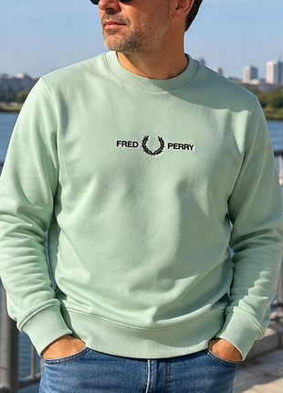 Мужской свитшот fred perry мятный s 48 хлопок 100%