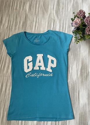 Футболка жіноча gap бірюзова з написом