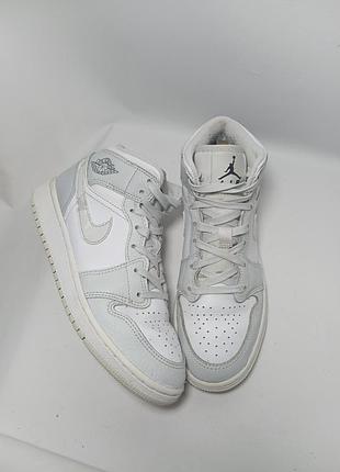 Кросівки , хайтопи nike air jordan 1 білі з сірим
