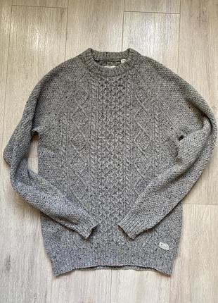 Чоловічий сірий светр, jack wills, розмір l, вовняний, шерстяний