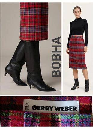 Міді спідниця gerry weber вовняна в клітинку тартан, вовна, юбка карандаш gerry weber