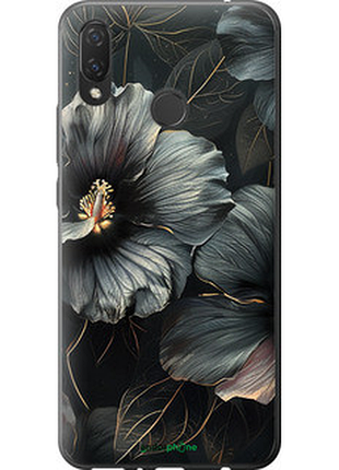 Чехол на huawei p smart plus черные цветы "6031u-1555-72104"