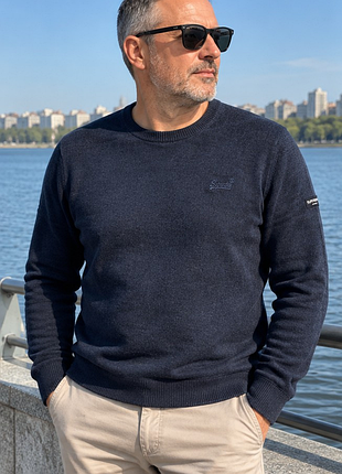 Мужской свитер superdry premium knitwear xl 52, хлопок с кашемиром