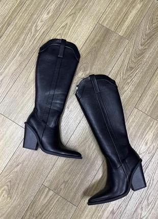 Сапоги- казаки женские, 39, черные, primark