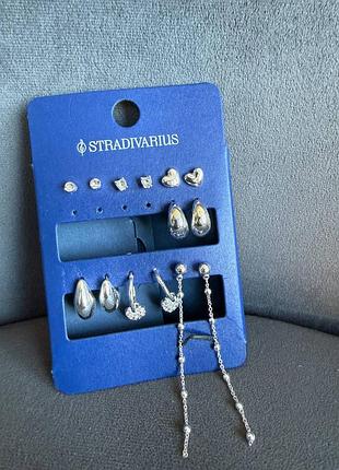 Набор сережек stradivarius 7 пар, новые сережки