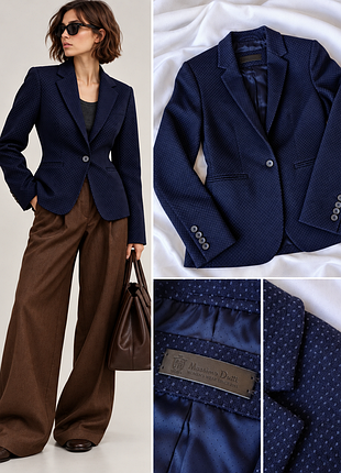 Темно-синій піджак massimo dutti в горошок / приталений жакет / короткий жакет / 34 xs