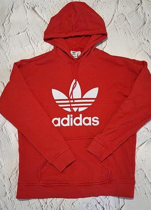 Худи adidas originals adicolor trefoil красное женское, m