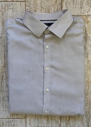 Чоловіча біло-сіра бавовняна сорочка у смужку m&s sartorial regular fit xl-xxl (52-54)