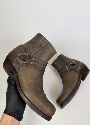 Чоботи шкіряні кожа козаки мото байкерські вінтажні ботинки tony mora biker moto harley vintage punk rock