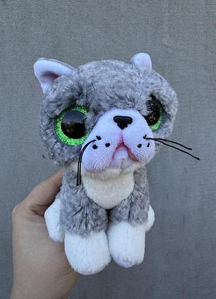 М'яку іграшку ty beanie boos — сірий котик fergus з великими блискучими зеленими очима та білою мордочкою