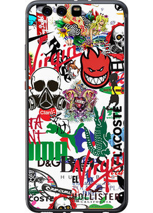 Чехол на huawei p10 plus many different logos "4022u-963-72104"