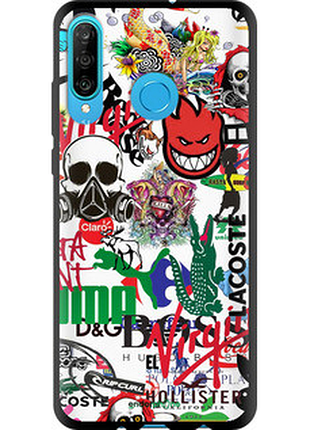 Чехол на huawei p30 lite many different logos "4022b-1651-72104"