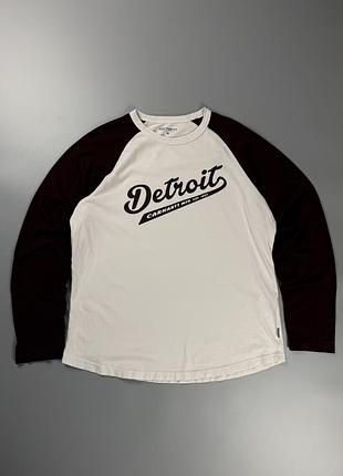Лонгслів carhartt wip raglan d-script detroit longsleeve t-shirt бордовий чоловічий розмір m оригінал