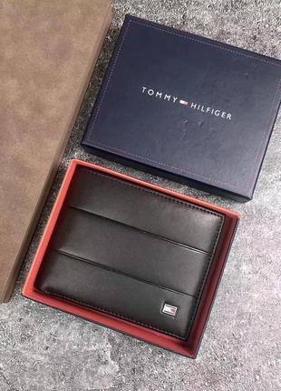 Чоловічий гаманець tommy hilfiger чорний / портмоне на подарунок чоловікові1 фото