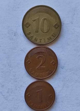 Комплект монет латвії 3 штуки.