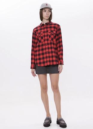 Сорочка жіноча zara у клітинку, червона, чорна, розмір s