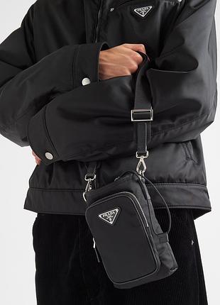 Сумка для телефону prada чорна нейлонова