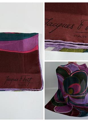 Шикарна брендова шовкова хустка jacques fath paris, вінтаж, 76х76 см
