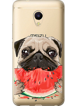 Чехол на meizu m5s мопс и арбуз "4665u-776-72104"