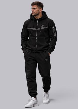 Мужской спортивный костюм nike polar tech осенний зимний флисовый черный | зоп худи и штаны найч теч полар флис осень зима s m l xl xxl