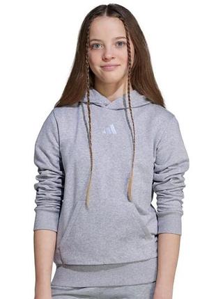 Модная серая толстовка спортивная спортивная кофта худи кенгуру оверсайз oversize adidas адидас оригинал для девочки 6-7 лет 122 как новая