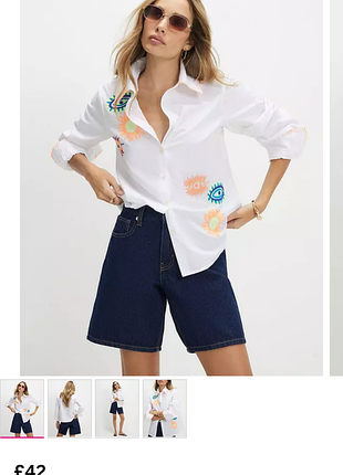 Біла сорочка з вишитим яскравим малюнком від river island