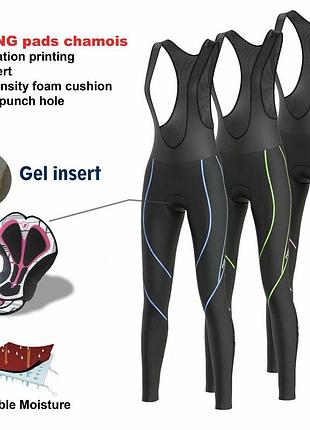 Велорейтузы с лямками (bib tights) женские утепленные fdx sports с розовыми акцентами и сетчатой спинкой