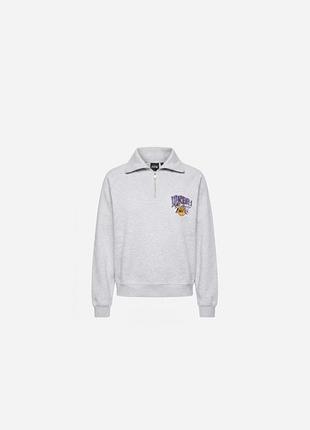 🩶 світшот зі змійкою напівзмок los angeles lakers nba | розмір s-m (сірий худі)