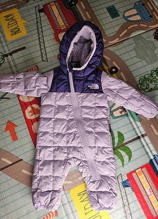 Зимовий комбінезон для дівчаток the north face, фіолетовий, стьобаний