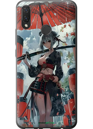 Чехол на huawei p smart plus гейша-воин "6124u-1555-72104"