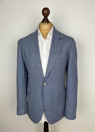 Hackett london wool&amp;silk peak lapel blazer приталенный пиджак шерсть\шелк хакет