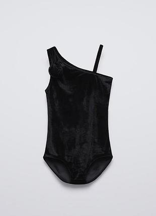 Боді для дівчинки zara чорне оксамитове без рукавів