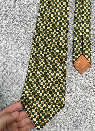 Краватка чоловіча gucci вінтажна, зелено-жовта, з геометричним принтом