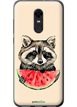 Чехол на xiaomi redmi 5 plus енотик с арбузом "4605u-1347-72104"