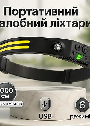 Налобний ліхтар з акумулятором bl-w689-lm+2cob, наголовний ліхтар, легкий ліхтарик на голову ji-92