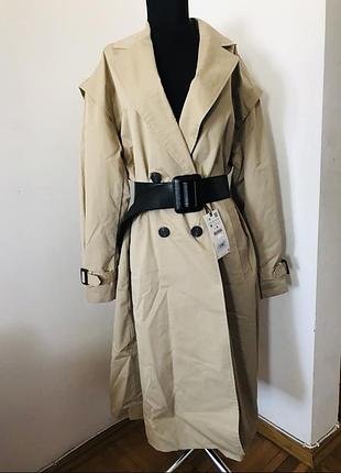 Плащ тренч zara бежевого кольору