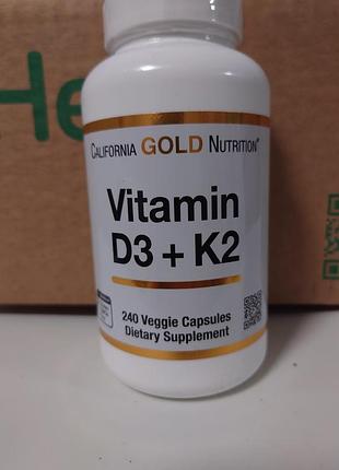 California gold nutrition, витамины д3+к2, 240 шт