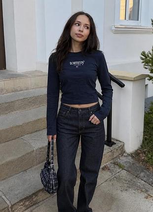 Жіночий лонгслів tommy jeans темно-синій