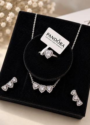 Pandora набір комплект пандора сережки кульчики каблучка перстень підвіска