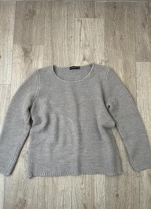 Базовий сірий светр фактурної вʼязки made in italy
