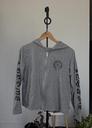Unisex худі chrome hearts сіре на блискавці з капюшоном