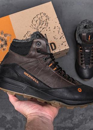 Зимние кожаные кроссовки, спортивные ботинки merrell intercept brown