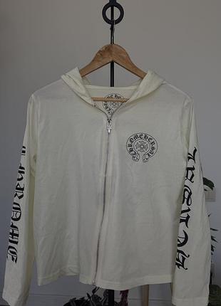 Худі унісекс chrome hearts жовте на блискавці з капюшоном