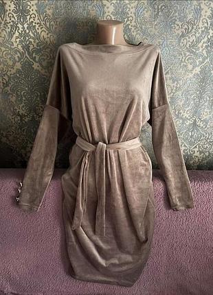 Теплое велюровое платье р. l/xl