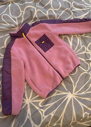 Куртка для дівчинки h&m рожево-фіолетова teddy/sherpa fleece